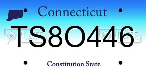 TS8O446 Connecticut License Plate