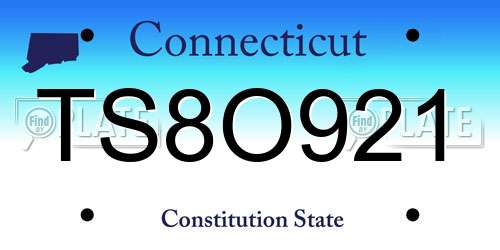 TS8O921 Connecticut License Plate