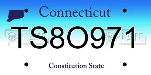 TS8O971 Connecticut License Plate