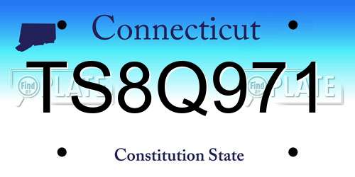 TS8Q971 Connecticut License Plate