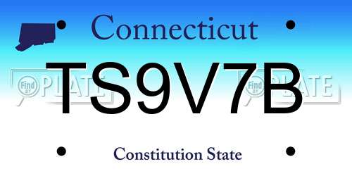 TS9V7B Connecticut License Plate