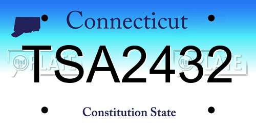 TSA2432 Connecticut License Plate