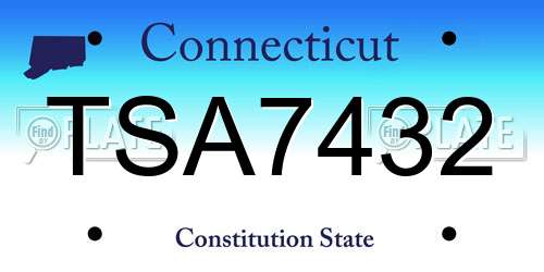 TSA7432 Connecticut License Plate