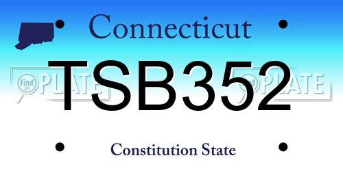 TSB352 Connecticut License Plate