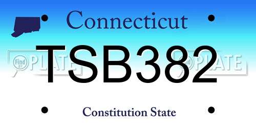 TSB382 Connecticut License Plate