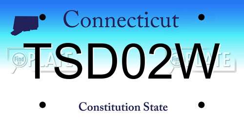 TSD02W Connecticut License Plate