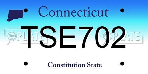 TSE702 Connecticut License Plate