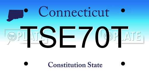TSE70T Connecticut License Plate