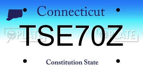 TSE70Z Connecticut License Plate