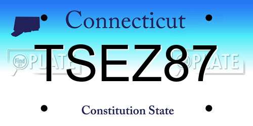 TSEZ87 Connecticut License Plate