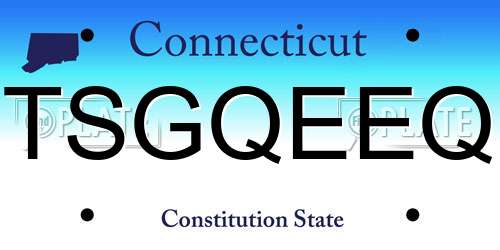 TSGQEEQ Connecticut License Plate