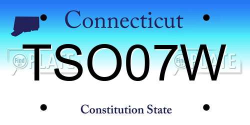 TSO07W Connecticut License Plate