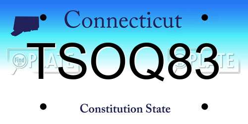 TSOQ83 Connecticut License Plate