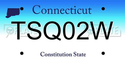TSQ02W Connecticut License Plate