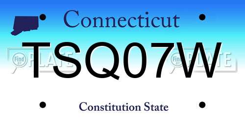 TSQ07W Connecticut License Plate