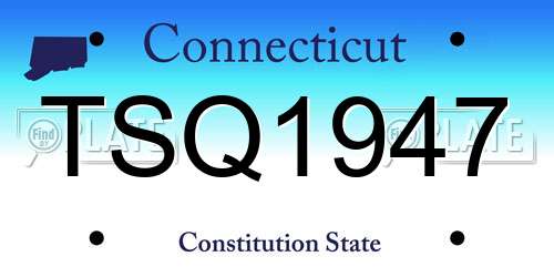 TSQ1947 Connecticut License Plate