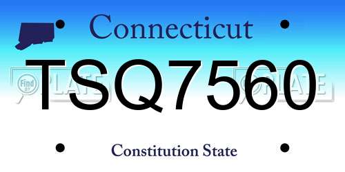 TSQ7560 Connecticut License Plate