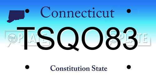 TSQO83 Connecticut License Plate