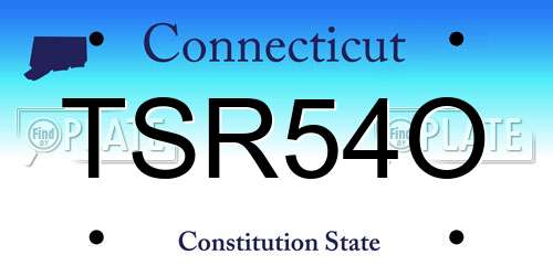 TSR54O Connecticut License Plate