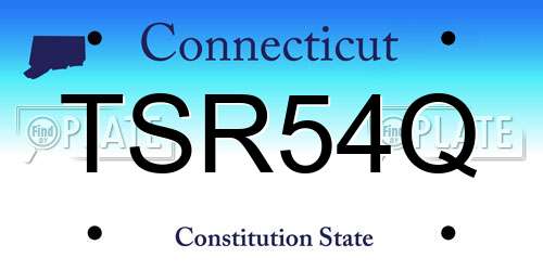 TSR54Q Connecticut License Plate