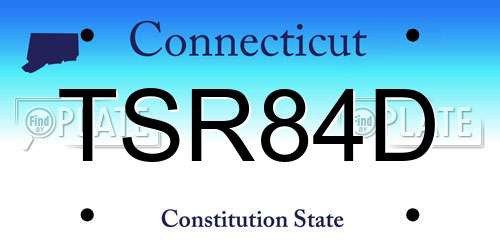TSR84D Connecticut License Plate