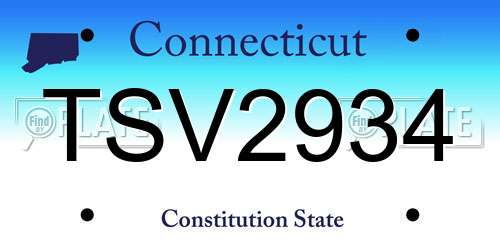 TSV2934 Connecticut License Plate