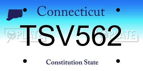 TSV562 Connecticut License Plate