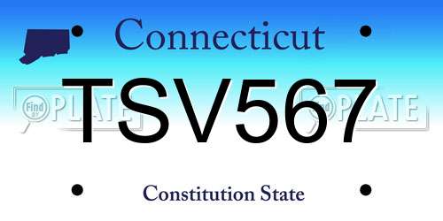 TSV567 Connecticut License Plate