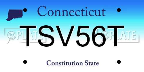 TSV56T Connecticut License Plate
