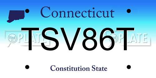 TSV86T Connecticut License Plate