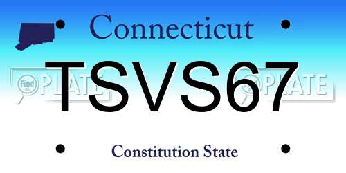 TSVS67 Connecticut License Plate