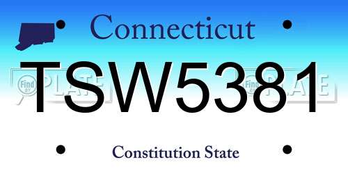 TSW5381 Connecticut License Plate