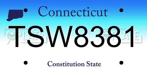 TSW8381 Connecticut License Plate