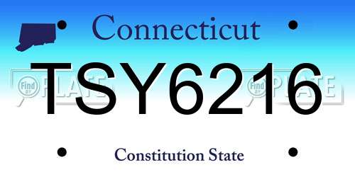 TSY6216 Connecticut License Plate