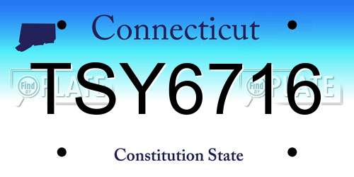 TSY6716 Connecticut License Plate