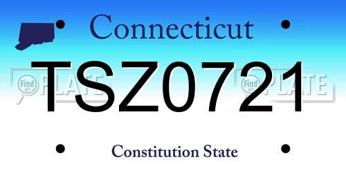TSZ0721 Connecticut License Plate