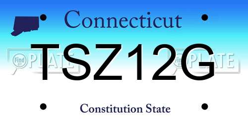 TSZ12G Connecticut License Plate