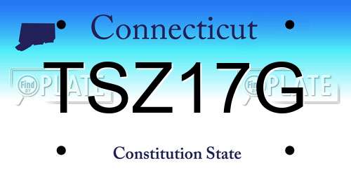 TSZ17G Connecticut License Plate
