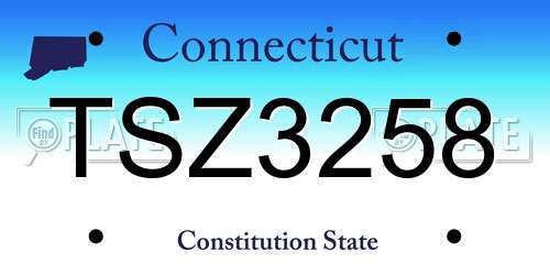 TSZ3258 Connecticut License Plate