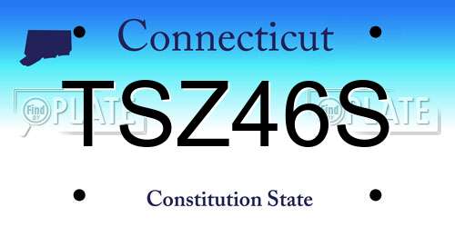 TSZ46S Connecticut License Plate