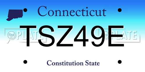 TSZ49E Connecticut License Plate