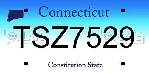 TSZ7529 Connecticut License Plate
