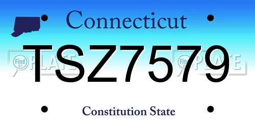 TSZ7579 Connecticut License Plate