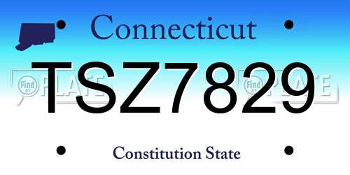 TSZ7829 Connecticut License Plate
