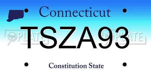 TSZA93 Connecticut License Plate