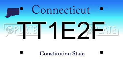 TT1E2F Connecticut License Plate