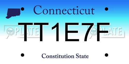 TT1E7F Connecticut License Plate