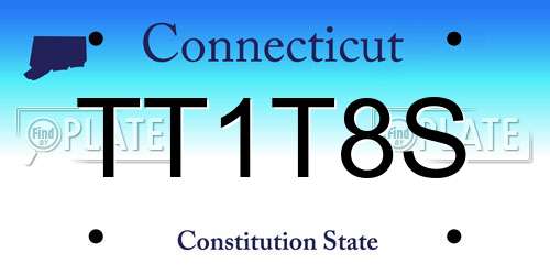 TT1T8S Connecticut License Plate