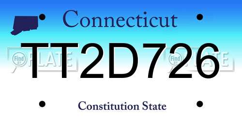 TT2D726 Connecticut License Plate