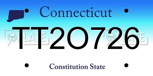 TT2O726 Connecticut License Plate